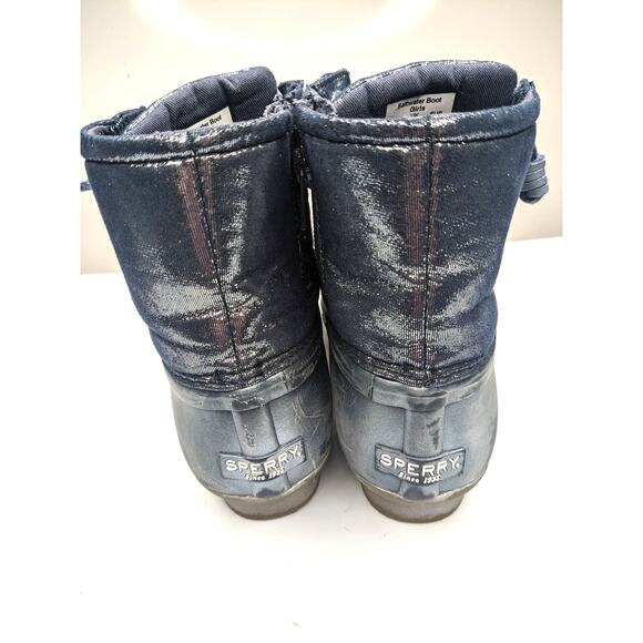 Sperry Saltwater Boots Girls Size 3M Metallic Blue w Leather Laces STK163866 - Picture 7 of 9